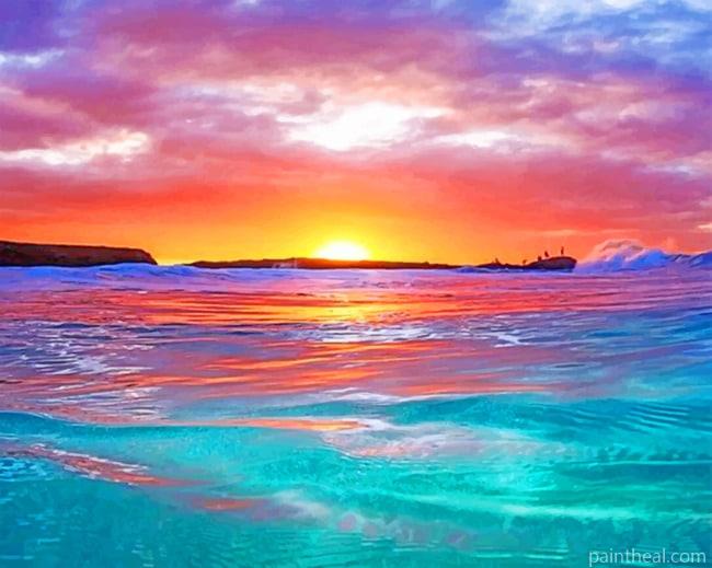 Sunset By The Ocean Seascape Painting By Numbers Kits