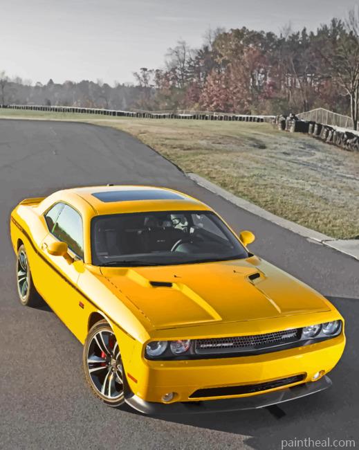 Challenger Yellow Car Painting By Numbers Kits