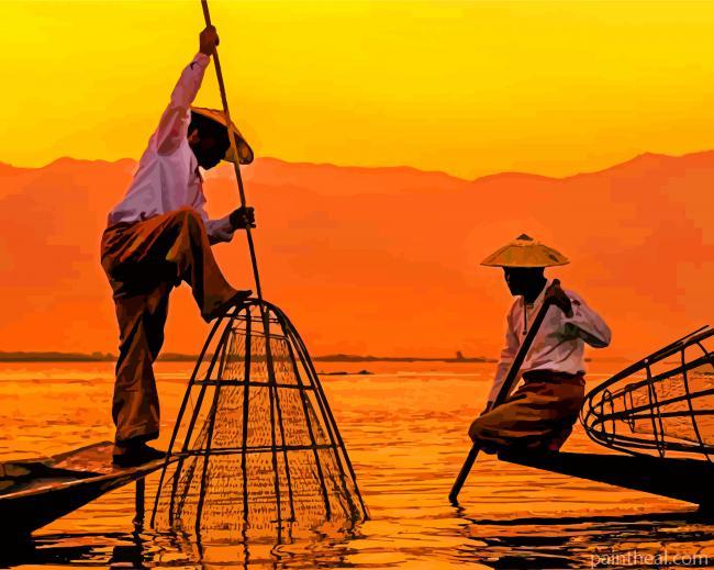 Inle Lake Fishing Myanmar Painting By Numbers Kits