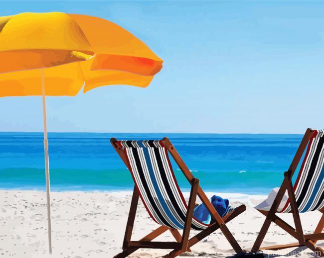 Aesthetic Chairs On Beach Painting By Numbers Kits