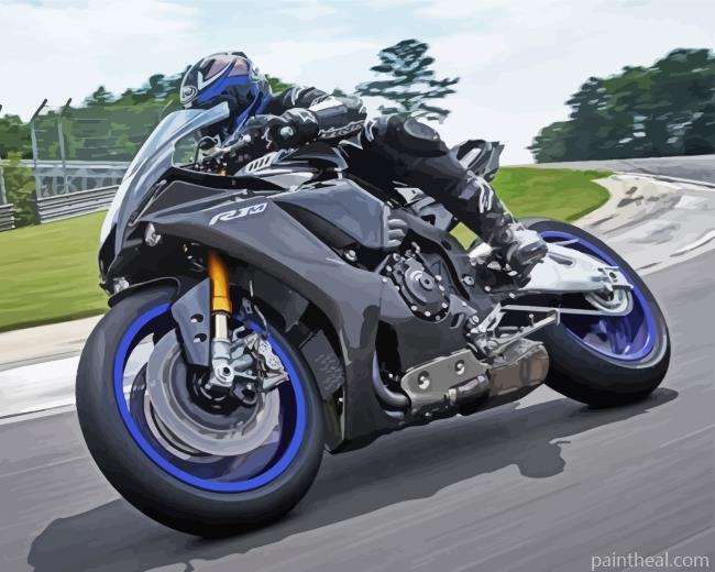 Blue Motorcycle Driver Painting By Numbers Kits