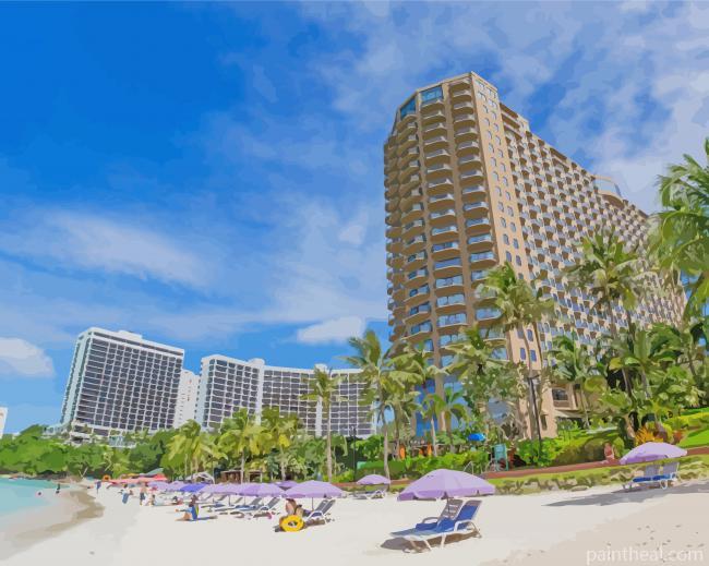 Buildings By Guam Beach Painting By Numbers Kits