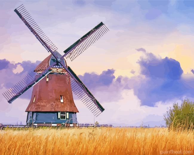 Ducth Windmill Painting By Numbers Kits