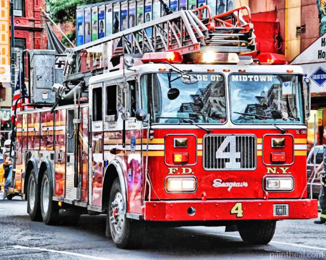 Aesthetic Fire Truck Painting By Numbers Kits