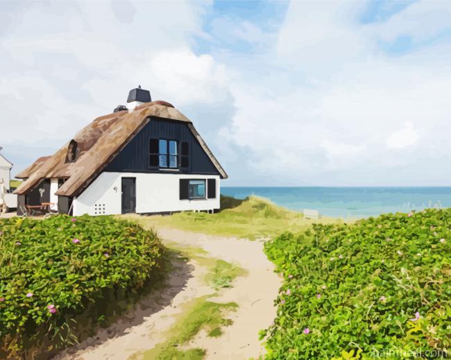 Aesthetic Cottage By The Sea Painting By Numbers Kits