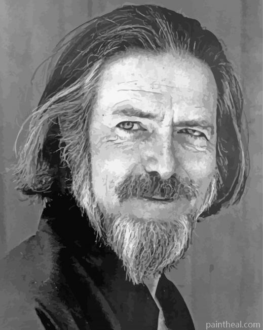 Black And White Writer Alan Watts Painting By Numbers Kits