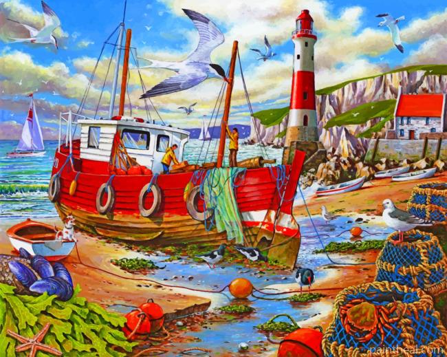 Fishing Boat Painting By Numbers Kits
