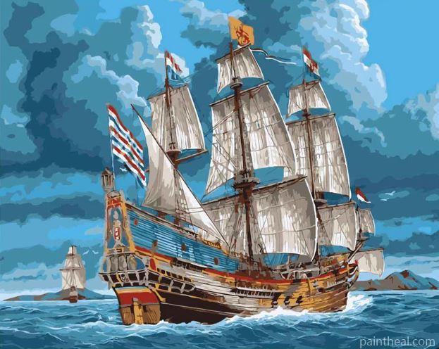 East India Company Ship Seascape Painting By Numbers Kits