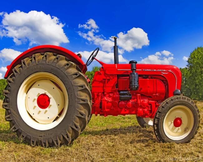 Red Tractor Painting By Numbers Kits