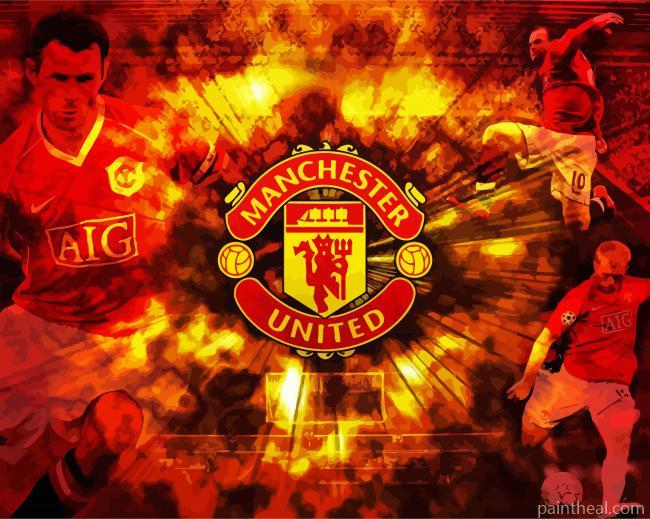 Manchester United Logo And Players Painting By Numbers Kits