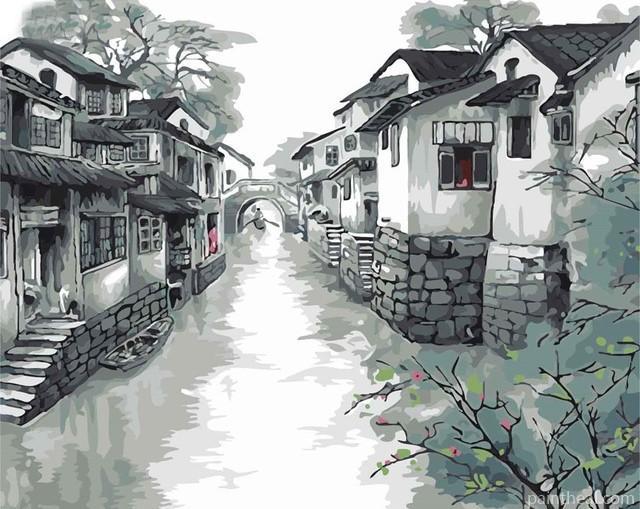 Black and White Street Painting By Numbers Kits