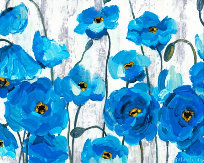 Aesthetic Blue Poppies Painting By Numbers Kits
