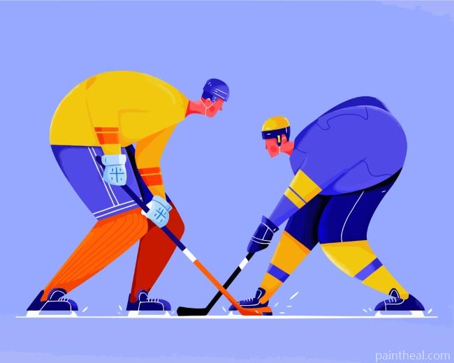 Ice Hockey Player Illustration Painting By Numbers Kits