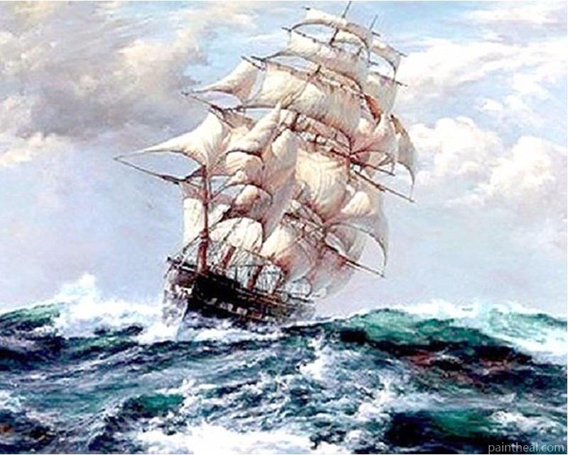 Sail Ship In The Waves Painting By Numbers Kits