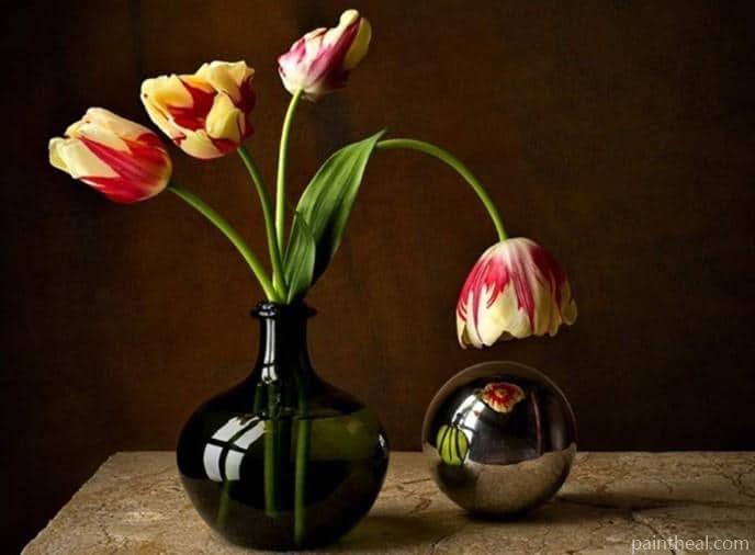 Tulips In Glass Bowl Painting By Numbers Kits