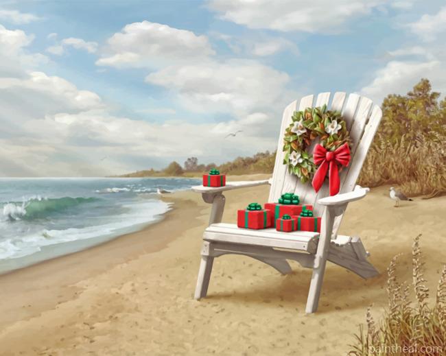 Beach Christmas Chair Painting By Numbers Kits