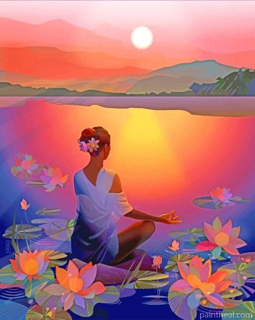 Meditation Vibes Women Painting By Numbers Kits