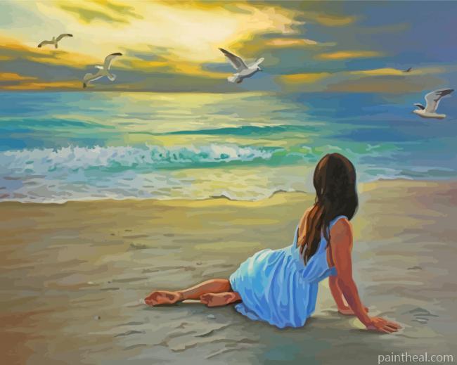 Beautiful Girl Looking Out To Sea Art Painting By Numbers Kits