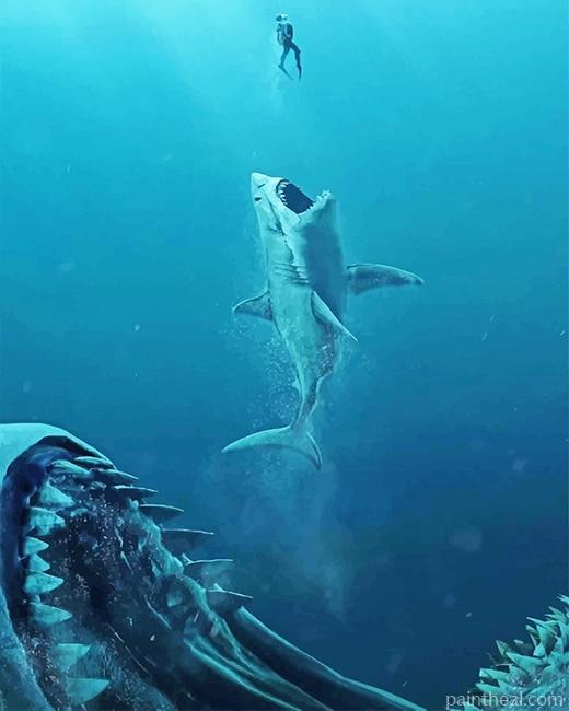 Shark Follows Its prey NEW Painting By Numbers Kits