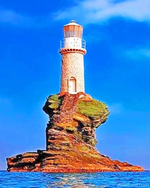 Tourlitis Lighthouse Andros Island Greece NEW Painting By Numbers Kits