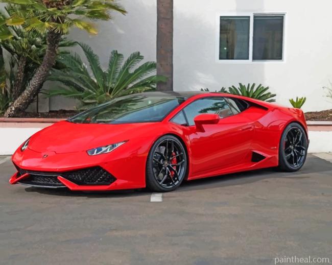 Red Lamborghini Vehicle Painting By Numbers Kits