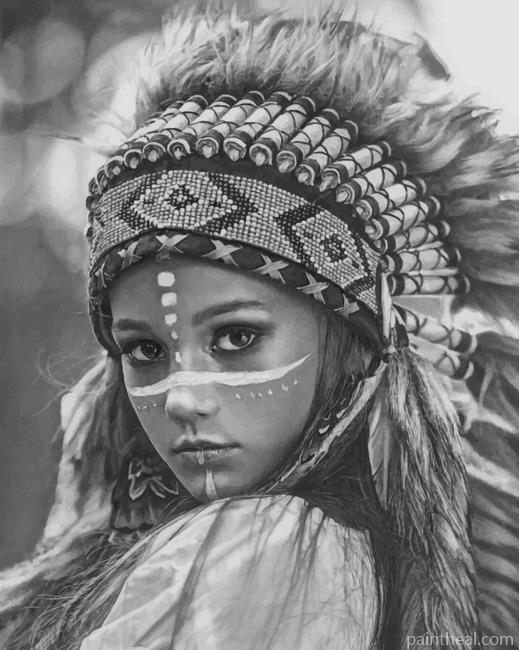 Black And White Amerindian NEW Painting By Numbers Kits