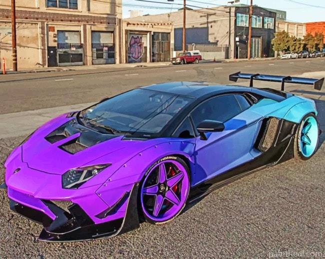 Purple Blue Lamborghini Painting By Numbers Kits