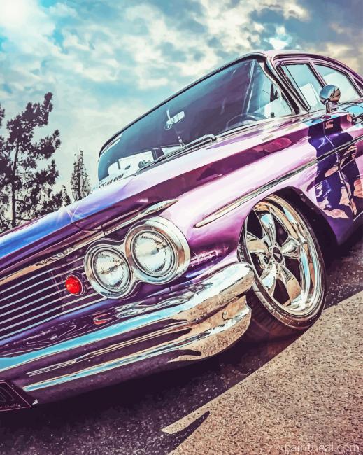 Violet Old Car Painting By Numbers Kits