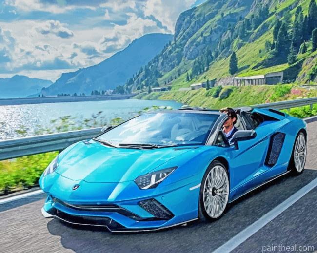 Blue Sport Car Painting By Numbers Kits