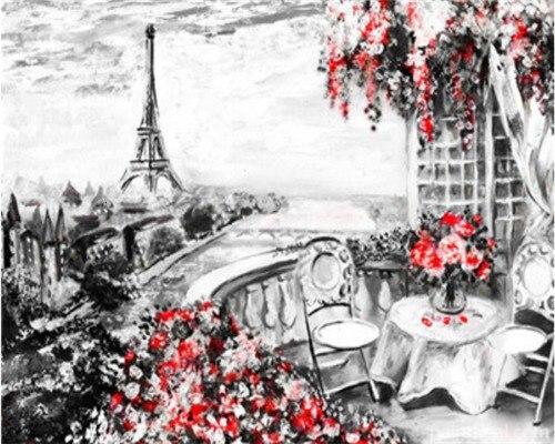 Paris Eiffel Tower in Black and Red Cities Painting By Numbers Kits