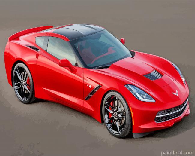 Red Corvette Grand Sport Painting By Numbers Kits