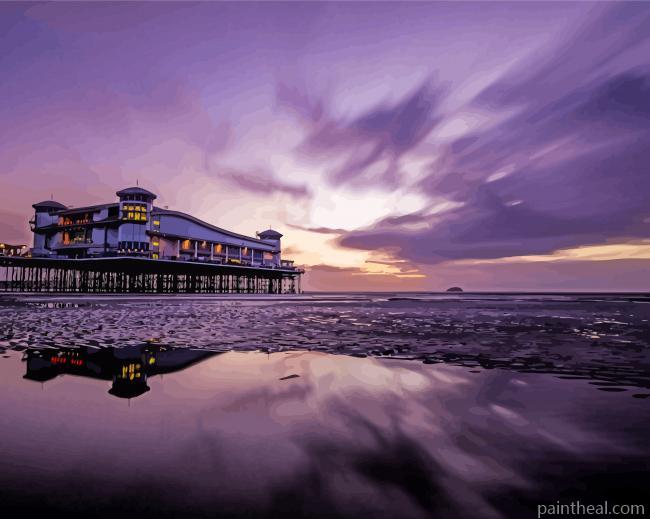 Weston Super Mare Beach Sunset Painting By Numbers Kits