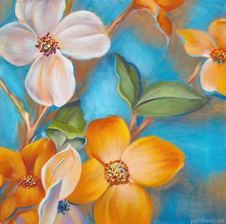 White and Orange Plumeria Painting By Numbers Kits