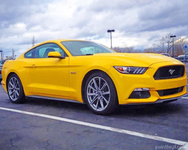 Yellow Mustang Car Painting By Numbers Kits