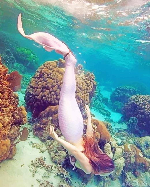 Mermaid In The Water Painting By Numbers Kits