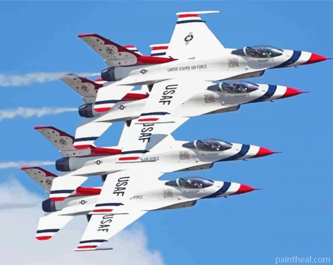 Aesthetic White Angels Thunderbirds Jets Painting By Numbers Kits