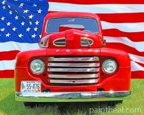 Old Truck And Flag Painting By Numbers Kits