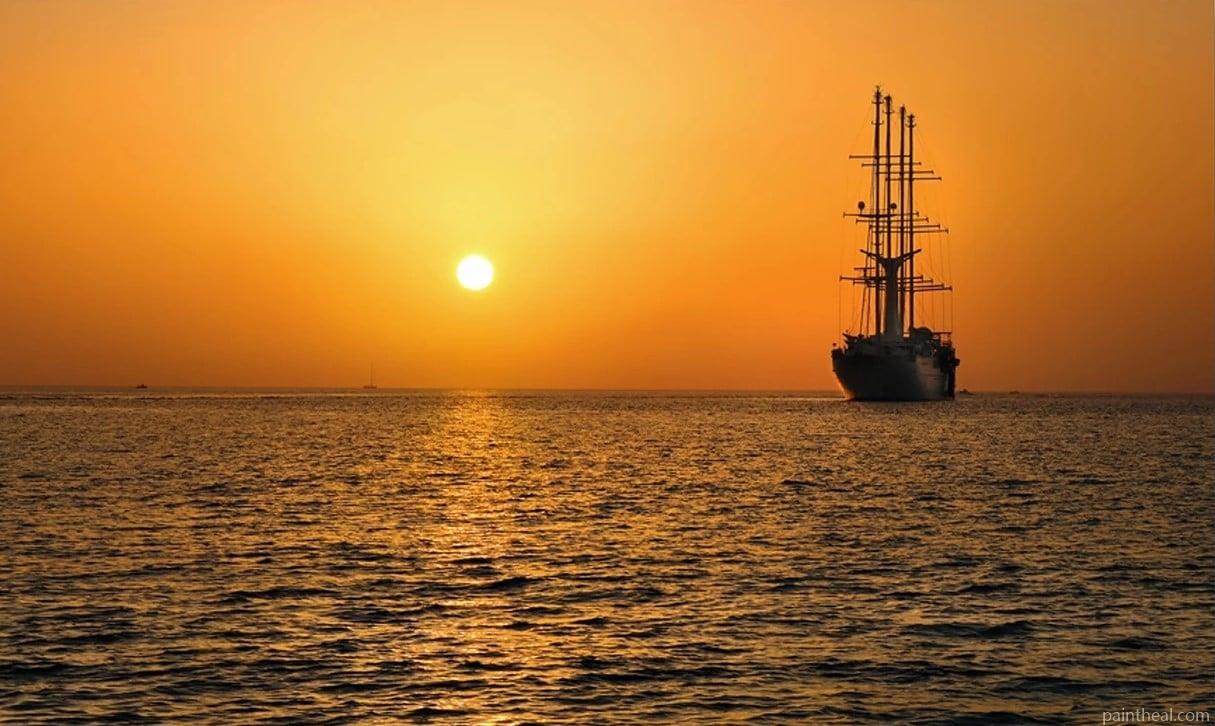 Barque In Sea At Sunset Painting By Numbers Kits