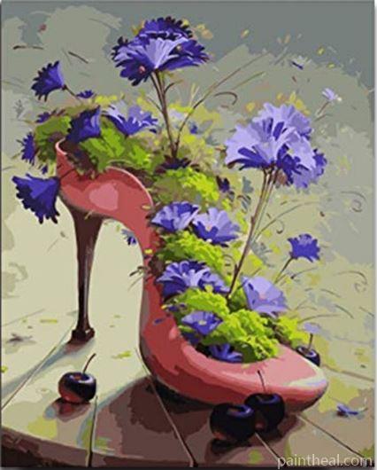 Flowers In Shoe Painting By Numbers Kits