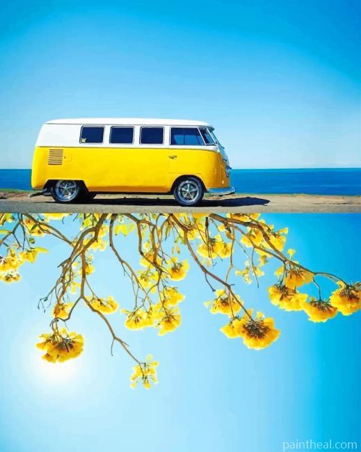 Yellow VW Sunflowers Shadow Painting By Numbers Kits