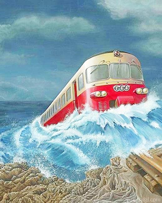 Train In The Water Painting By Numbers Kits