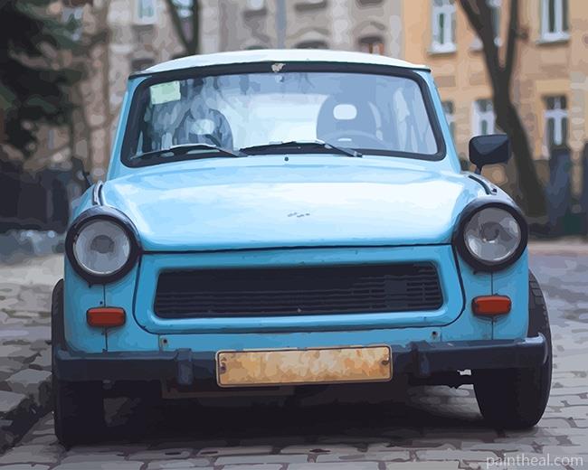 Blue Old Car Painting By Numbers Kits