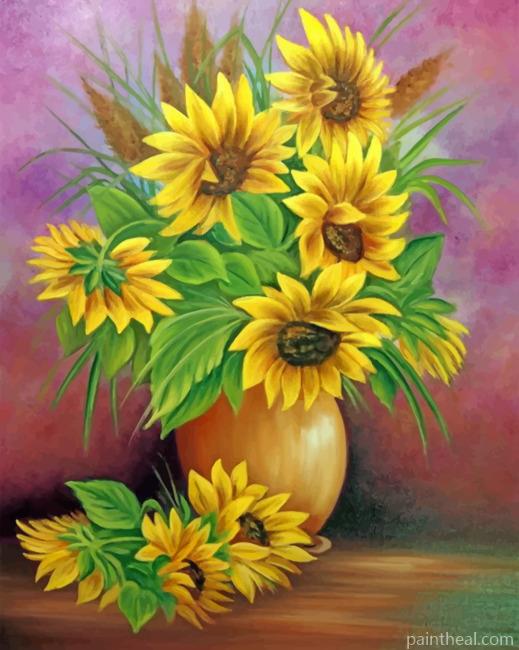 Aesthetic Vase Sunflowers Painting By Numbers Kits