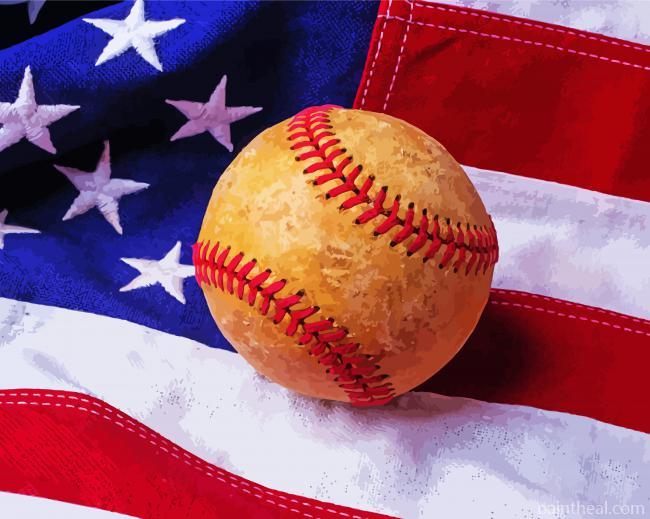 American Flag And Baseball Painting By Numbers Kits