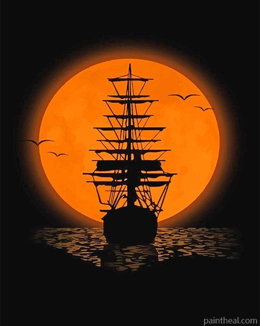 Pirate Ship Silhouette Painting By Numbers Kits