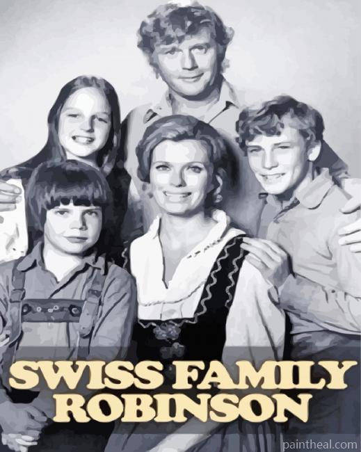 Black And White Swiss Family Robinson Painting By Numbers Kits