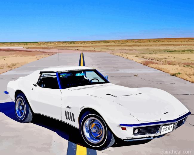 White Chevrolet Corvette Diamond Painting Painting By Numbers Kits