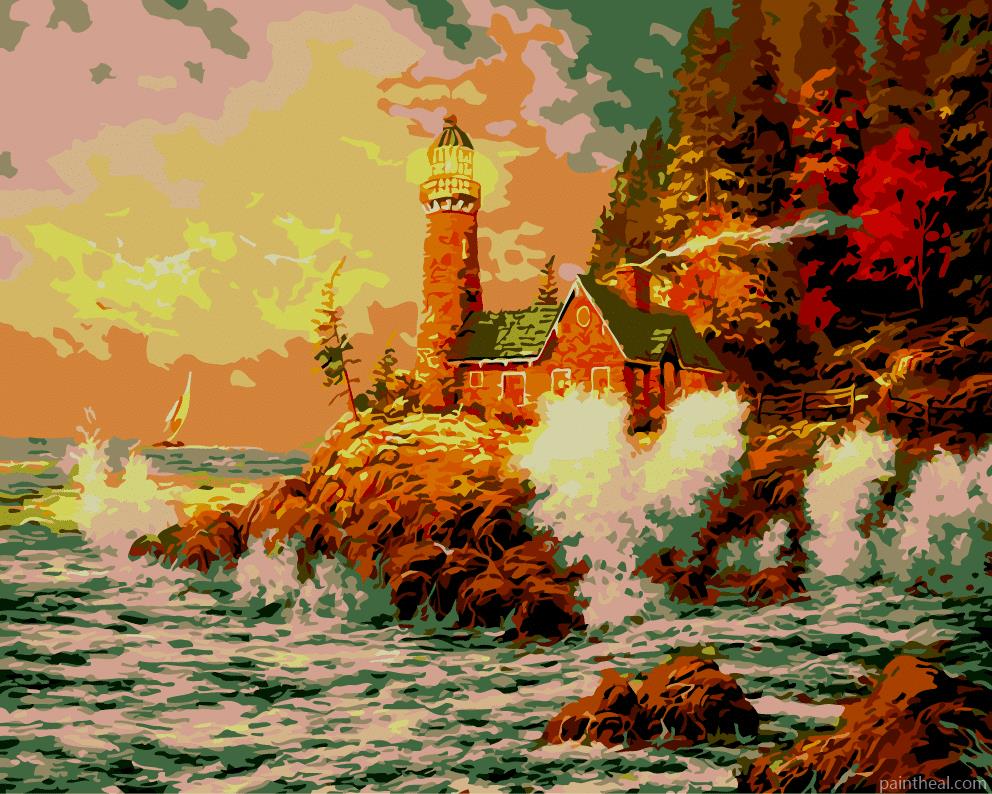 Lighthouse Forest By Sea Painting By Numbers Kits