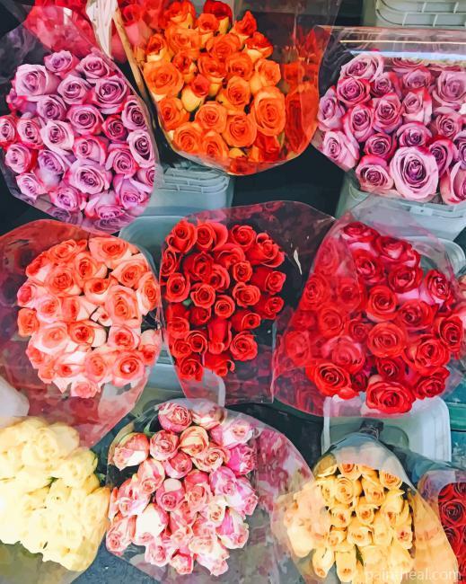 Roses Flowers Bouquets Painting By Numbers Kits