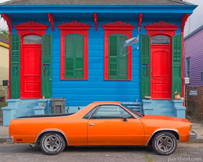 Orange Pick Up Chevy Painting By Numbers Kits